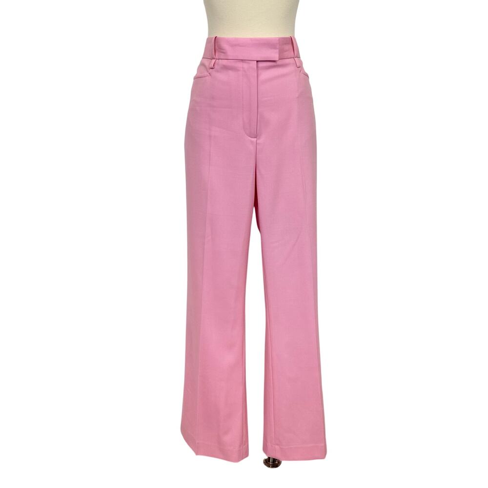 Reiss Bubblegum Pink High-Waist Wide Leg Trousers